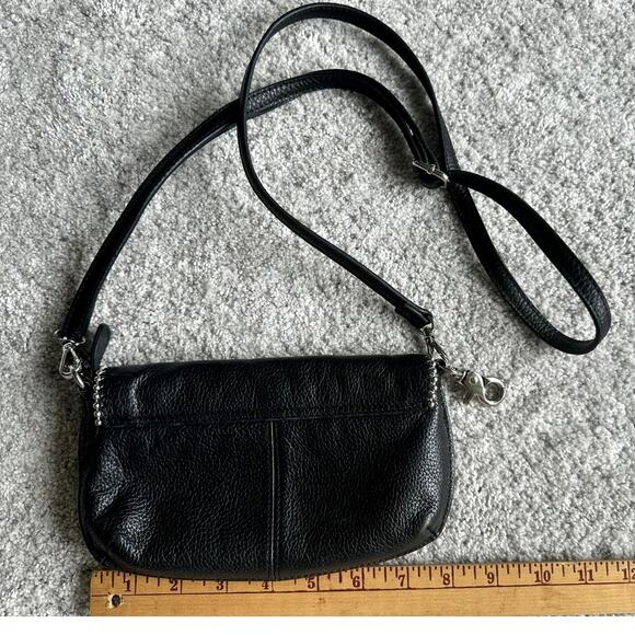 Harley Davidson Women Leather Crossbody Clutch Purse Bag Black Biker Beaded Trim - Picture 2 of 7